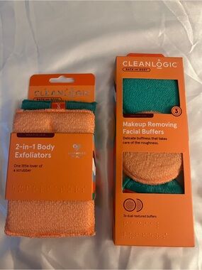 Cleanlogic Duo - 2-in-1 Body Exfoliators and Makeup removing Buffers - NWT